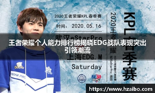王者荣耀个人能力排行榜揭晓EDG战队表现突出引领潮流