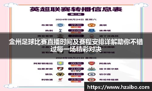 金州足球比赛直播时间及赛程安排详解助你不错过每一场精彩对决