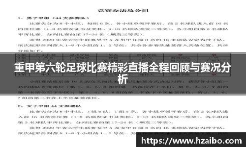重甲第六轮足球比赛精彩直播全程回顾与赛况分析