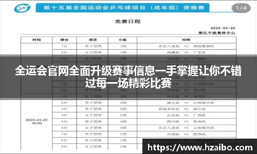 全运会官网全面升级赛事信息一手掌握让你不错过每一场精彩比赛